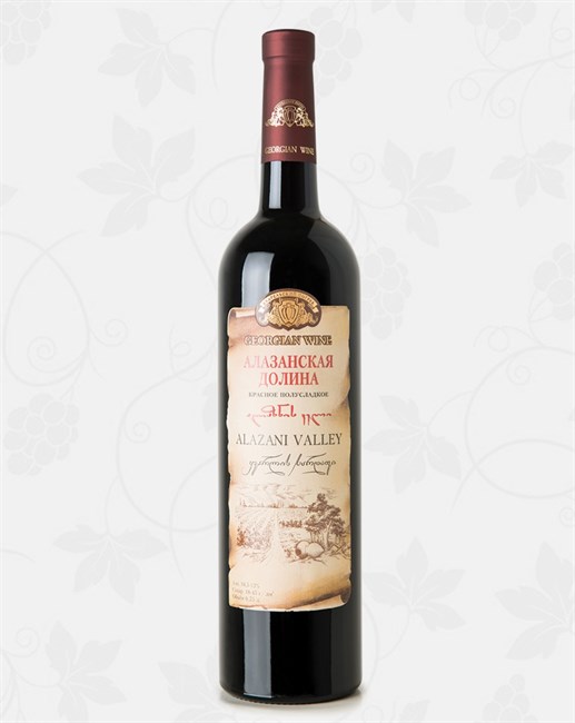 КВАРЕЛИ АЛАЗАНСКАЯ ДОЛИНА КРАСНОЕ ПОЛУСЛАДКОЕ 0,75л. 1990